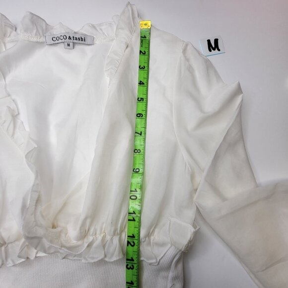 WHITE Cotton Silk Light Frilly Long Sleeve Top VARIOUS SIZES S M L - Picture 15 of 16